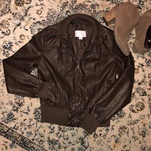 Brown Faux Leather Jacket
